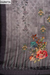 Grey Cutdana, Mirror Sheet, Threadwork & Digital Printed Muslin Unstitched Salwar Suit With Muslin Cotton Dupatta