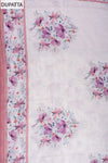 White Mauve Mirror Sheet, Threadwork & Floral Printed Cotton Unstitched Salwar Suit With Cotton Dupatta