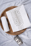 White Sequence, Zarkan & Threadwork Cotton Unstitched Salwar Suit With Cotton Dupatta