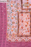 Pink Cutwork, Mirror & Threadwork Georgette Unstitched Salwar Suit With Georgette Dupatta