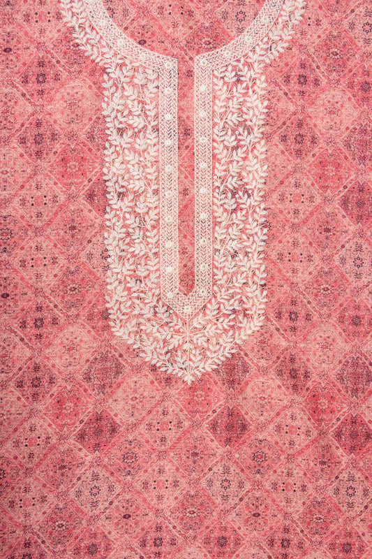 Gajari Sequence, Threadwork & Digital Printed Cotton Unstitched Salwar Suit With Cotton Dupatta