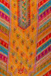 Mustard Cutdana, Mirror Sheet, Threadwork & Floral Printed Organza Unstitched Salwar Suit With Chiffon Dupatta