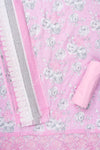 Pink Sequence, Threadwork & Floral Printed Cotton Unstitched Salwar Suit With Cotton Dupatta
