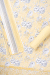 Lemon Gold Sequence, Threadwork & Floral Printed Cotton Unstitched Salwar Suit With Cotton Dupatta