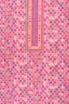 Pink Sequence, Threadwork & Digital Printed Cotton Unstitched Salwar Suit With Cotton dupatta