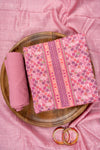 Pink Sequence, Threadwork & Digital Printed Cotton Unstitched Salwar Suit With Cotton dupatta