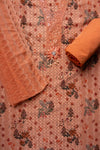 Peach Cutwork, Sequence, Threadwork & Digital Printed Georgette Unstitched Salwar Suit With Georgette Dupatta