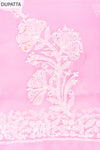 Pink Threadwork Georgette Unstitched Salwar Suit With Georgette Dupatta