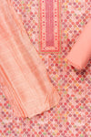 Peach Sequence, Threadwork & Digital Printed Cotton Unstitched Salwar Suit With Cotton dupatta