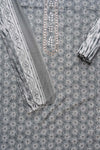 Grey Mirror, Threadwork & Floral Printed Cotton Unstitched Salwar Suit With Cotton Dupatta