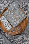 Grey Mirror, Threadwork & Floral Printed Cotton Unstitched Salwar Suit With Cotton Dupatta