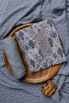 Grey Cutwork, Sequence, Threadwork & Digital Printed Georgette Unstitched Salwar Suit With Georgette Dupatta
