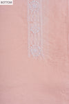Peach Bead, Cutdana & Threadwork Cotton Unstitched Salwar Suit With Chiffon Dupatta