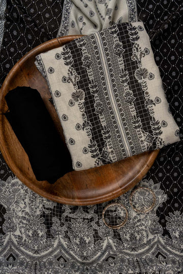 Black Digital Printed Chinon Unstitched Salwar Suit With Chinon Dupatta