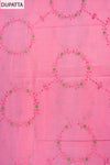 Pink Zari Threadwork & Floral Printed Cotton Unstitched Salwar Suit With Cotton Dupatta