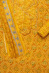 Mustard Gotta Patti & Bandhini Printed Cotton Unstitched Salwar Suit With Cotton Dupatta