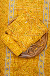 Mustard Gotta Patti & Bandhini Printed Cotton Unstitched Salwar Suit With Cotton Dupatta