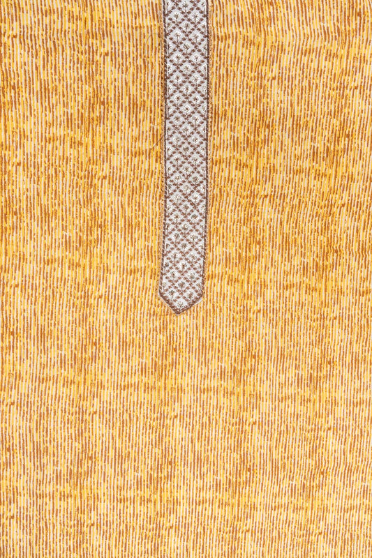 Mustard Sequence, Threadwork & Digital Printed Cotton Unstitched Salwar Suit With Cotton Dupatta