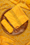 Mango Gold Cutdana, Meenakari, Threadwork & Lehriya Printed Cotton Unstitched Salwar Suit With Cotton Dupatta