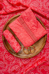 Coral Cutdana, Meenakari, Threadwork & Lehriya Printed Cotton Unstitched Salwar Suit With Cotton Dupatta