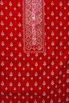 Maroon Sequence, Threadwork & Digital Printed Cotton Unstitched Salwar Suit With Cotton Dupatta