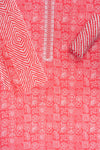 Coral Sequence, Threadwork & Digital Printed Cotton Unstitched Salwar Suit With Cotton Dupatta