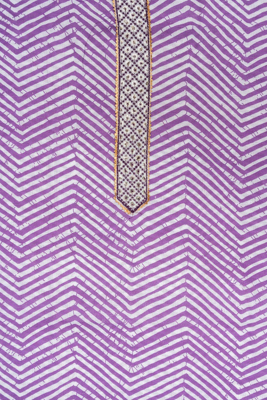 Magenta Sequence, Threadwork & Digital Printed Cotton Unstitched Salwar Suit With Cotton Dupatta