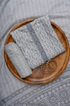 Grey Threadwork & Floral Printed Cotton Unstitched Salwar Suit With Cotton Dupatta