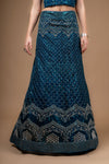 Peacock Zari Threadwork & Sequence Net Lehenga Set With Unstitched Blouse