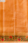 Peach Banarasi Woven Zari & Digital Printed Cotton Saree With Unstitched Blouse