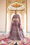 Wine Net Lehenga Set And Net Dupatta With Readymade Blouse