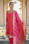Red Georgette Readymade Sharara Set With Georgette Dupatta