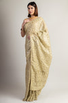 Pista Net Embroidered Saree With Unstitched Blouse