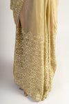 Pista Net Embroidered Saree With Unstitched Blouse