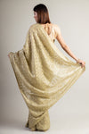 Pista Net Embroidered Saree With Unstitched Blouse