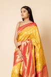 Mustard Woven Zari South Indian Silk Saree With Unstitched Blouse