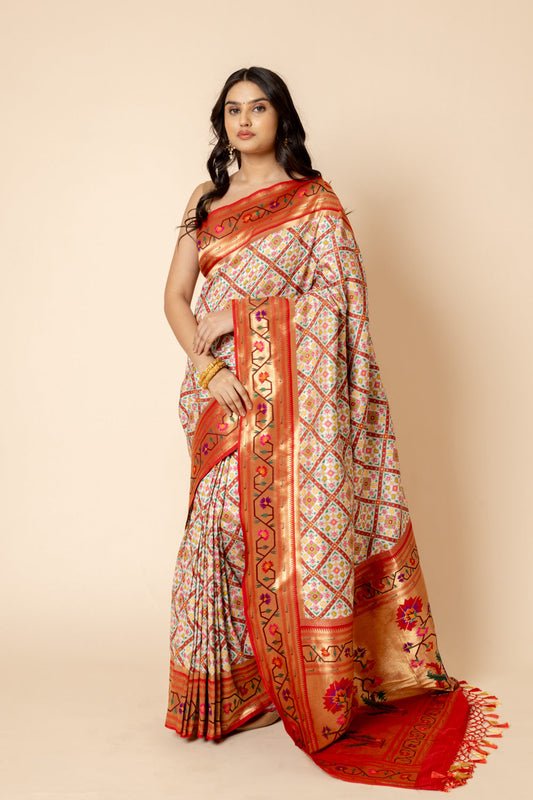 Tussar Woven Zari Banarasi Silk Saree With Unstitched Blouse