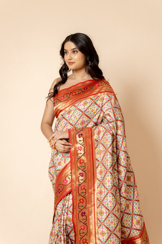 Tussar Woven Zari Banarasi Silk Saree With Unstitched Blouse