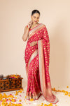 Maroon Sequence & Swarovski Georgette Saree With Unstitched Blouse