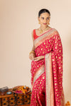 Maroon Sequence & Swarovski Georgette Saree With Unstitched Blouse