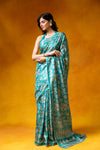 Rama Cotton Floral Print Saree With Unstitched Blouse