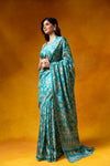 Rama Cotton Floral Print Saree With Unstitched Blouse