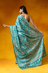 Rama Cotton Floral Print Saree With Unstitched Blouse