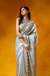 Sea Green Digital Printed Cotton Saree With Unstitched Blouse