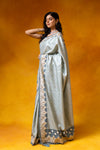 Sea Green Digital Printed Cotton Saree With Unstitched Blouse