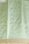Pista Cotton Silk Digital Print Saree With Unstitched Blouse
