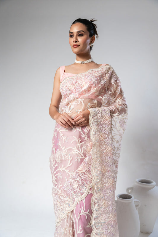 Net Embroidered Saree