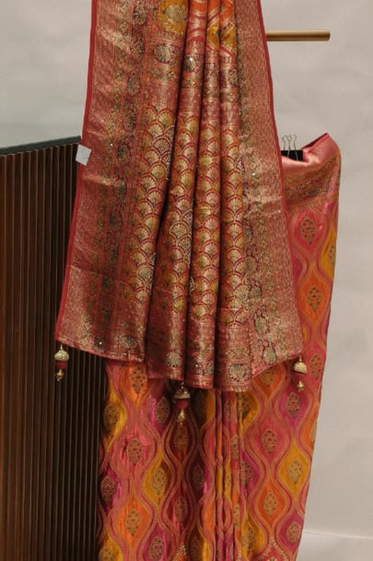 Timeless Elegance Rani Banarasi Silk Saree With Unstitched Blouse