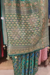 Soft Hues Rama Banarasi Silk Saree With Unstitched Blouse