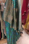 Soft Hues Rama Banarasi Silk Saree With Unstitched Blouse